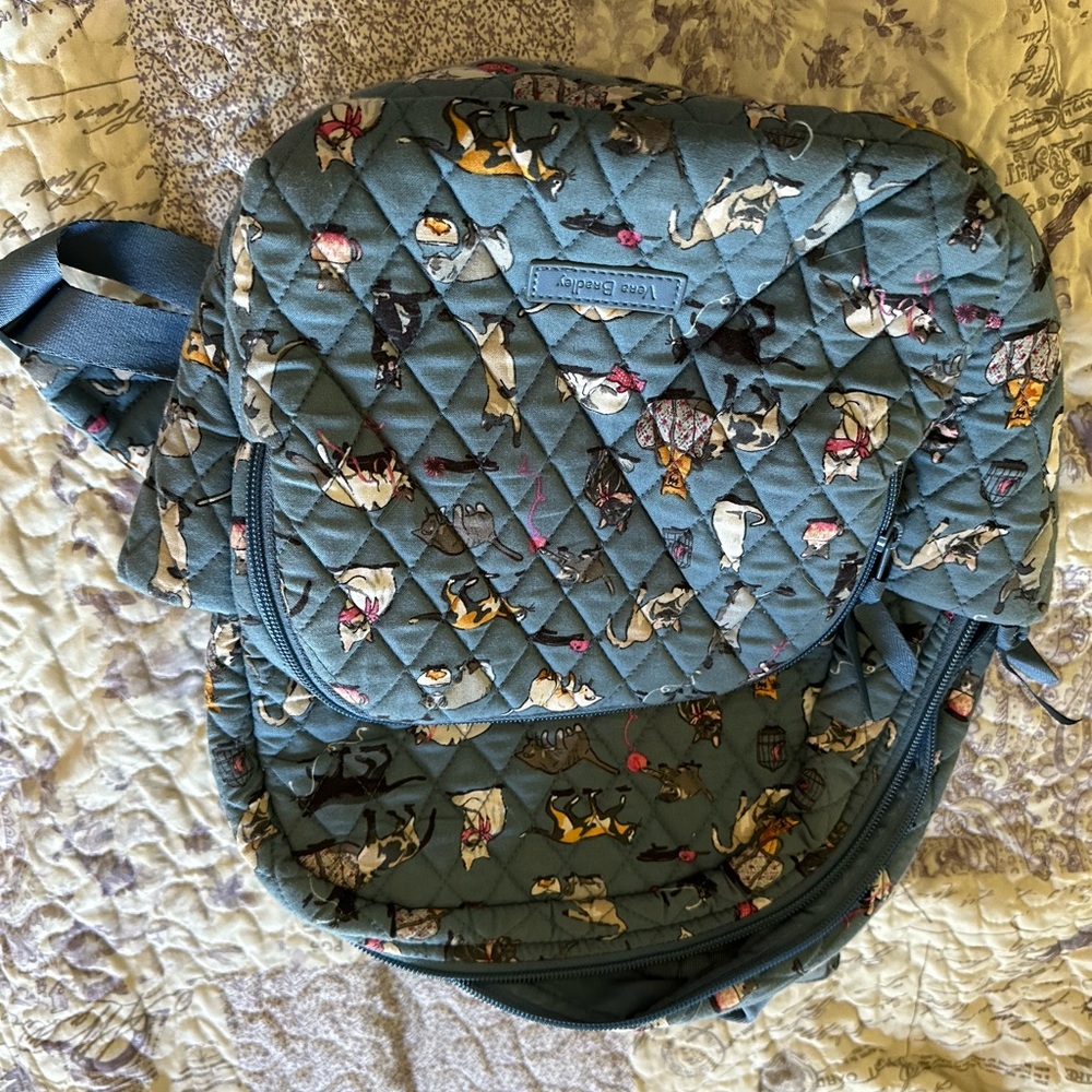 Vera Bradley Quilted Backpack Cats Meow